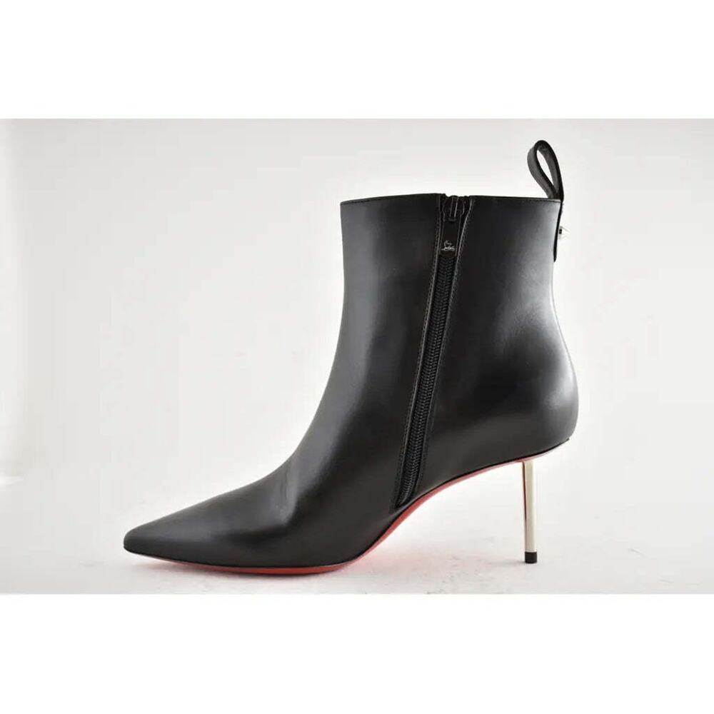 Christian Louboutin Epic Booty 70 Black Calf Leather Zipper Heel Ankle Boot 37.5 - Picture 8 of 12